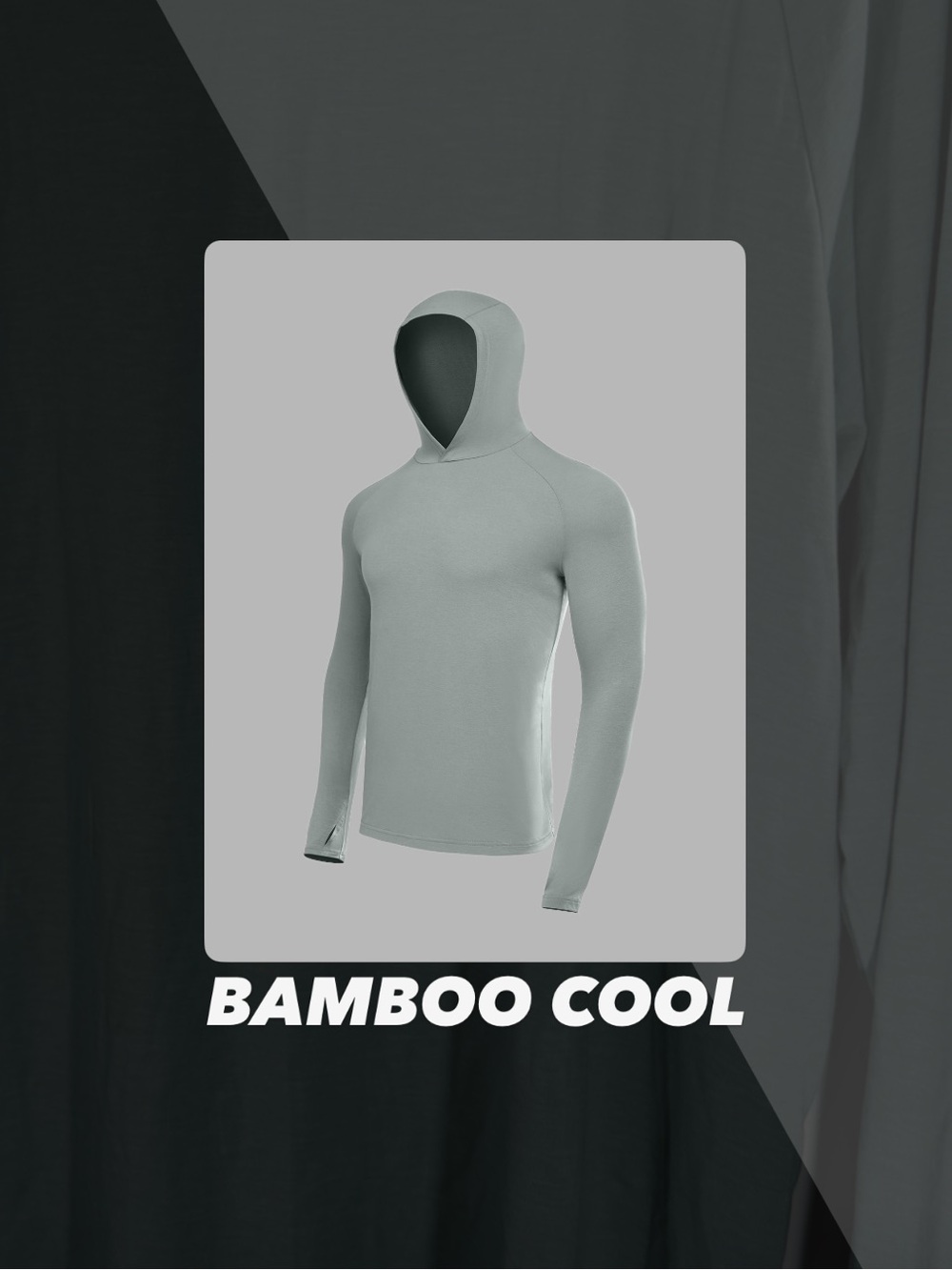 EUC Bamboo Cool Blue Grey Hooded Long Sleeve Tee